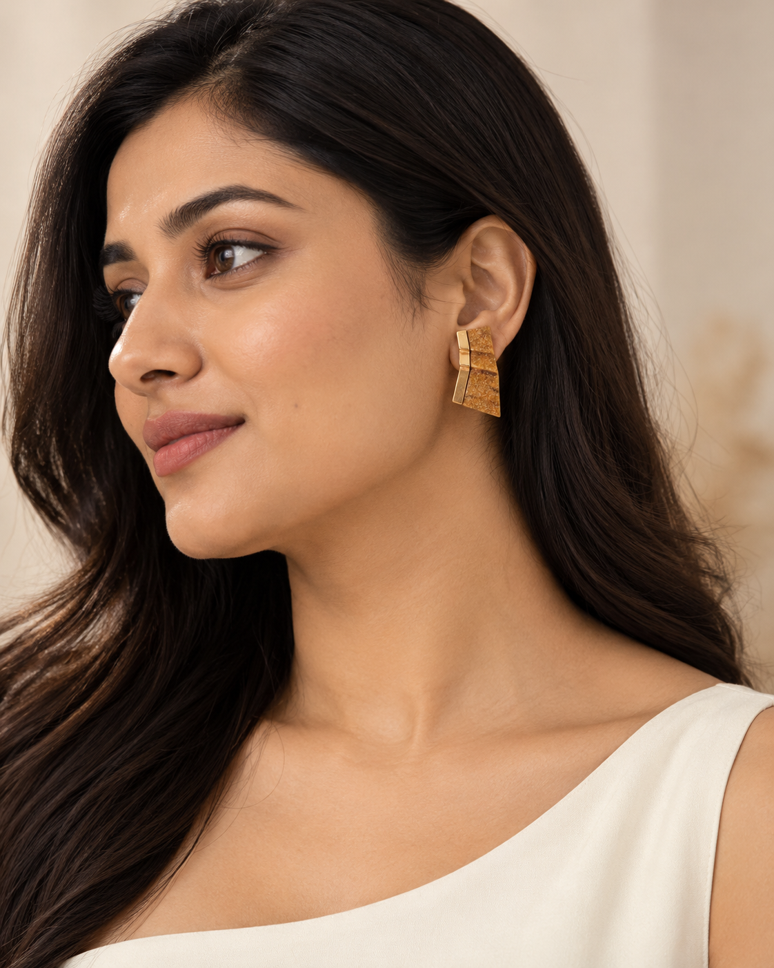 Rivetta Earrings in Brown - Styled View