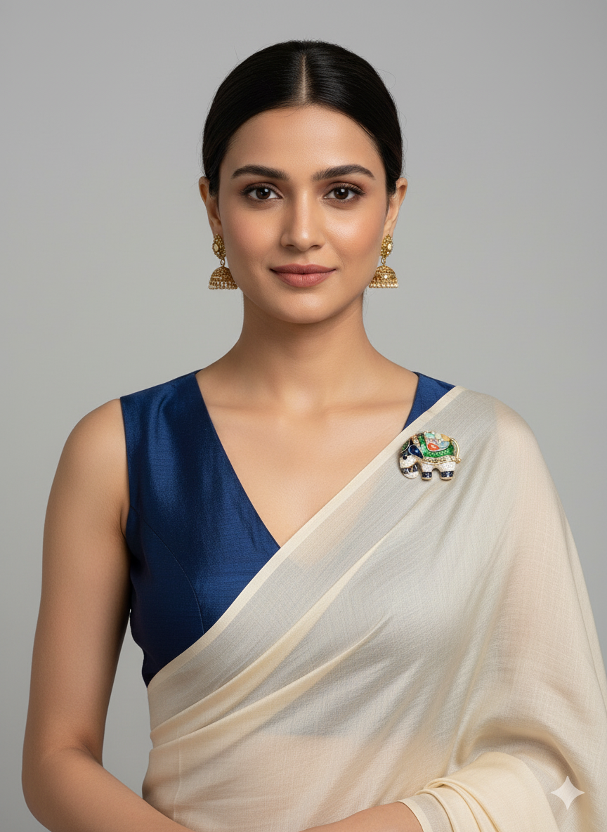 Unisex Elephant Brooch with Crystal & Enamel Detailing