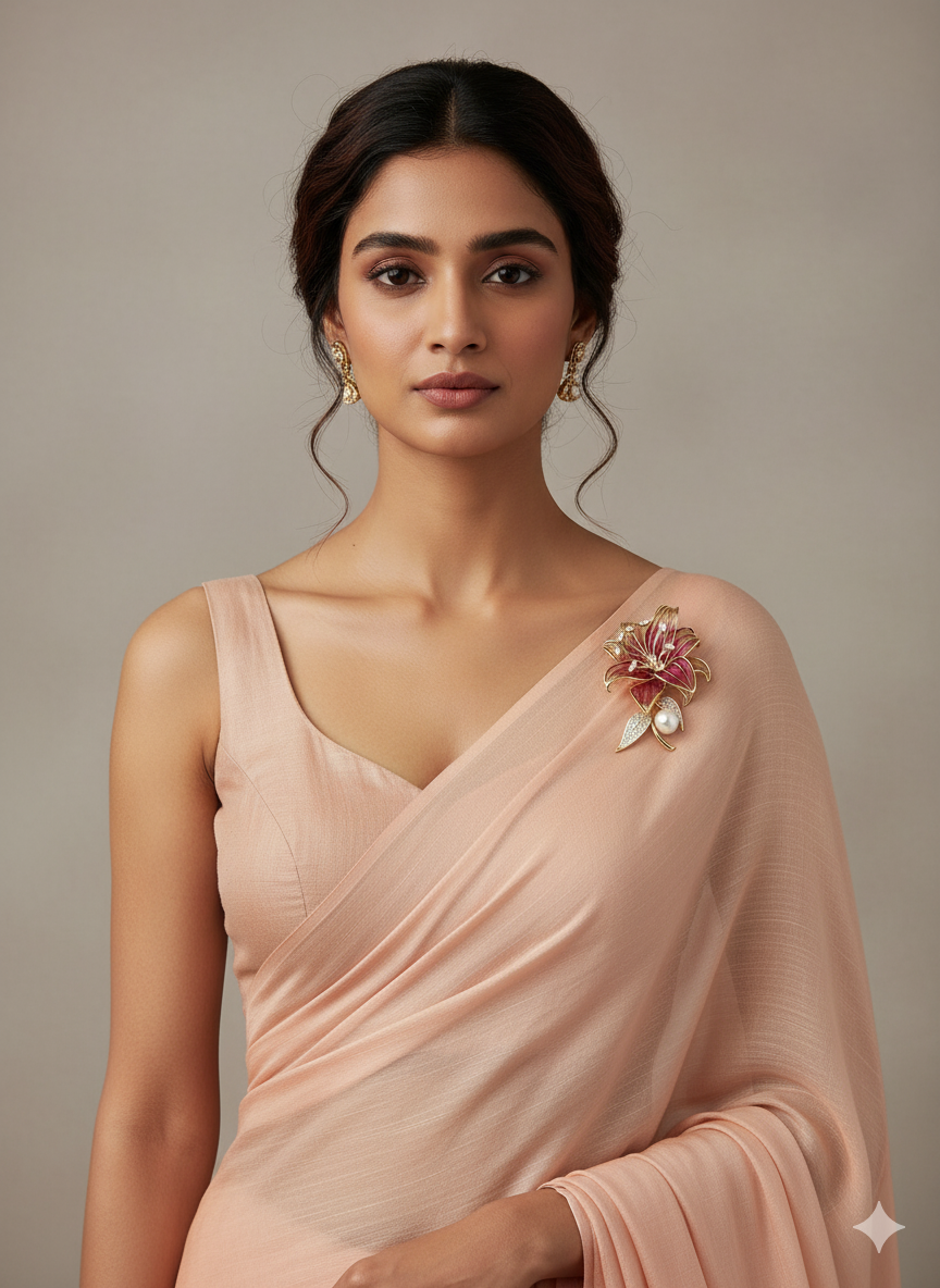 Red Lily Pearl Floral Brooch – Women’s Jewelry