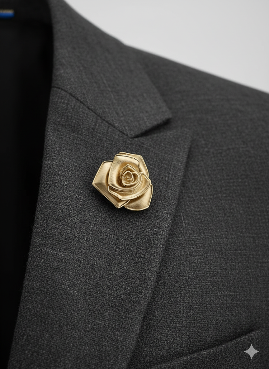 Unisex Gold Rose Brooch – Statement Accessory