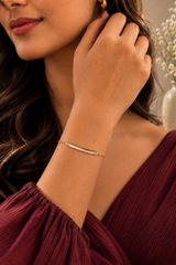 Satin Line Bracelet in Gold Tone - Styled View
