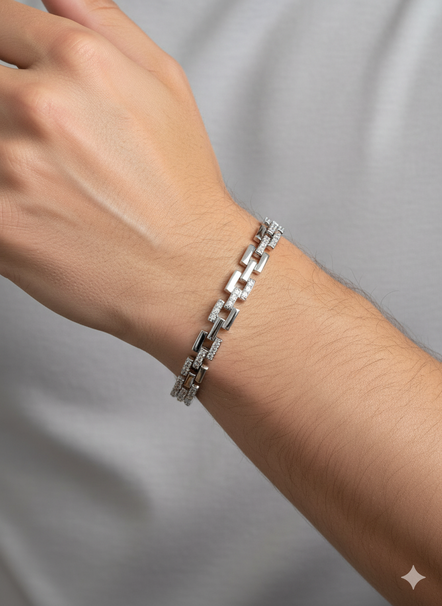 Men’s Silver-Tone Link Chain Bracelet