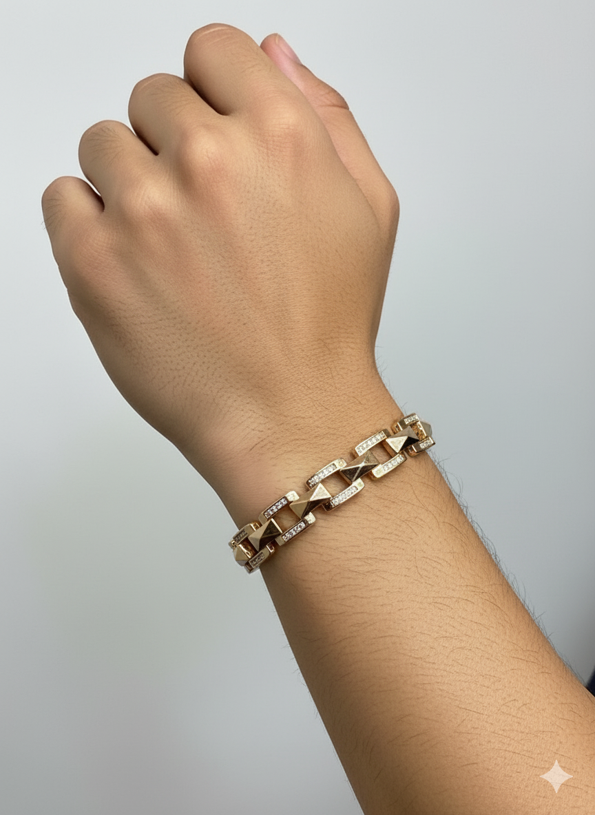 Men’s Rose Gold Link Bracelet with Stone Detailing