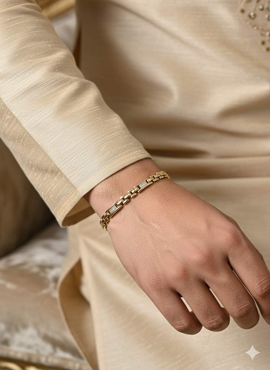 Gold Rectangular Link Bracelet