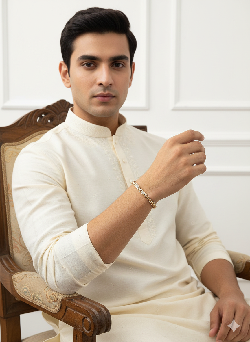 Gold Rectangular Link Bracelet