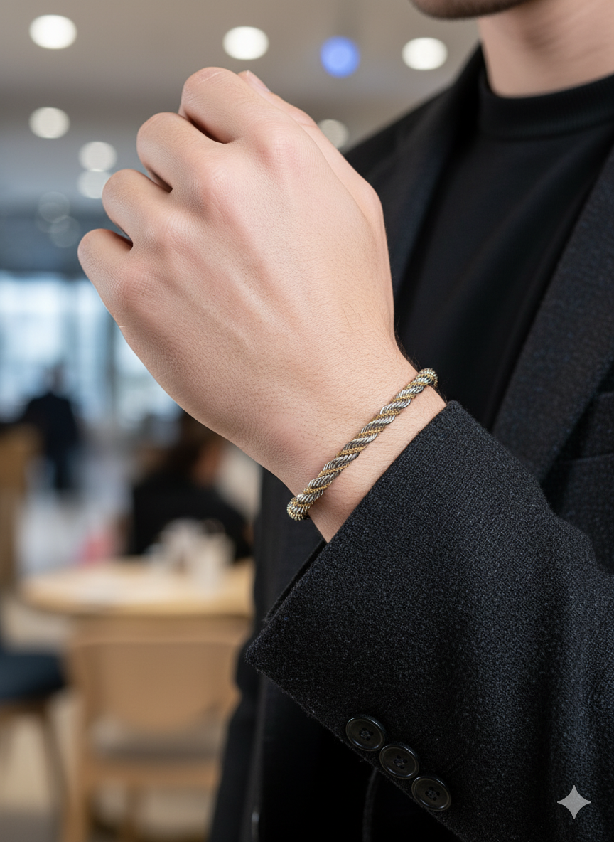 Men’s Two-Tone Twisted Rope Bracelet