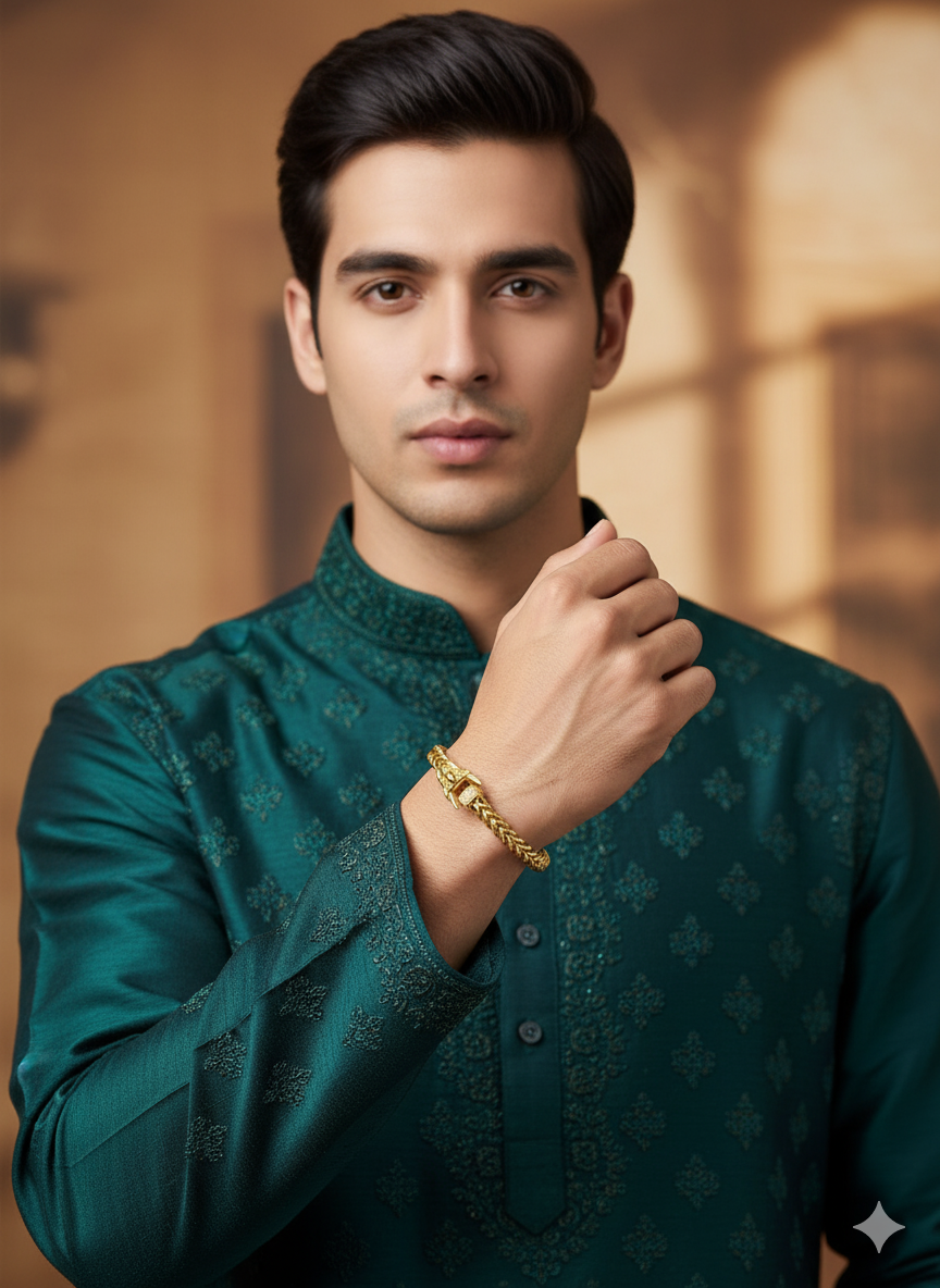 Men’s Gold Dragon Head Link Bracelet