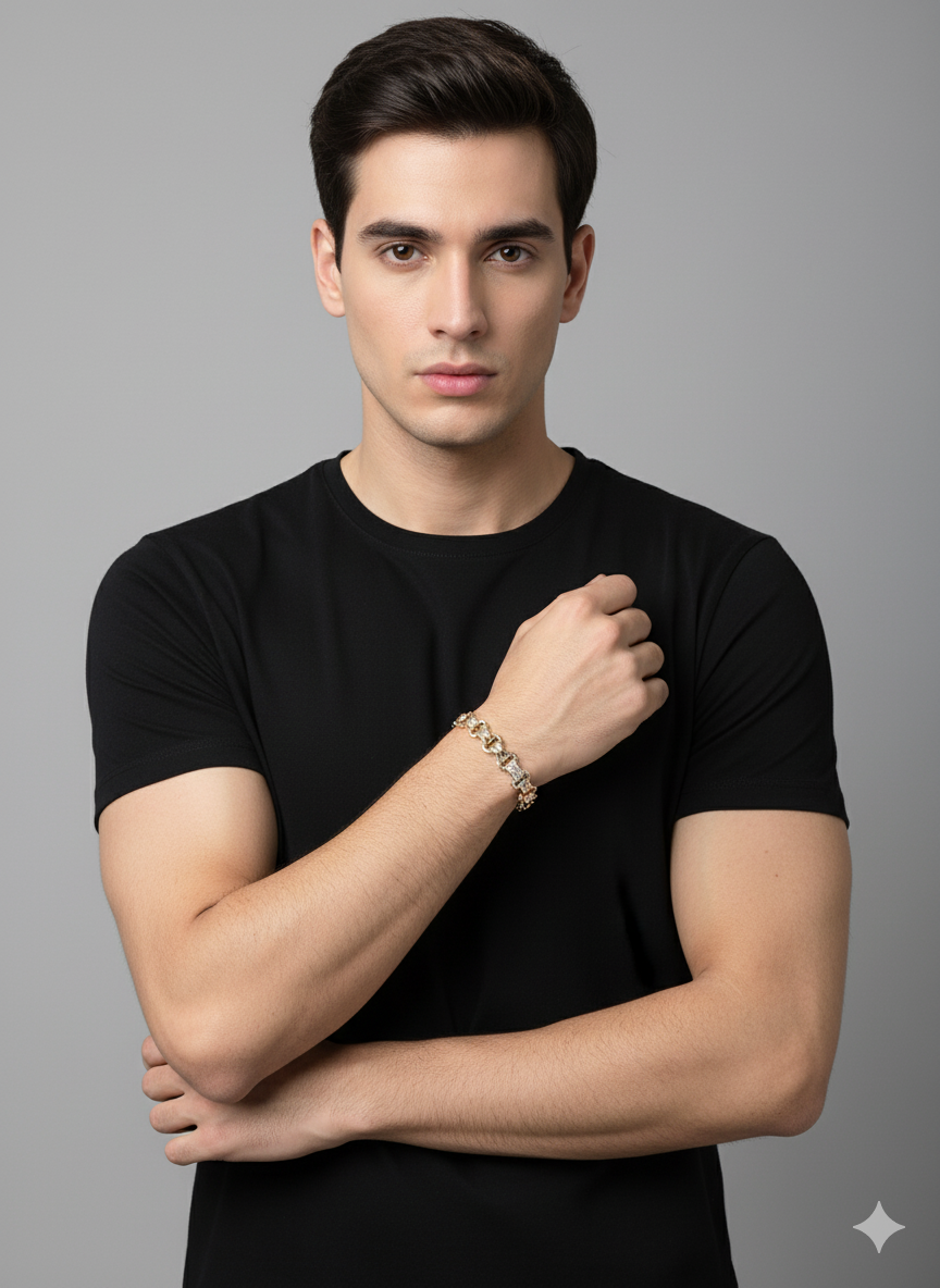 Dual Tone Gold & Silver Luxury Link Bracelet