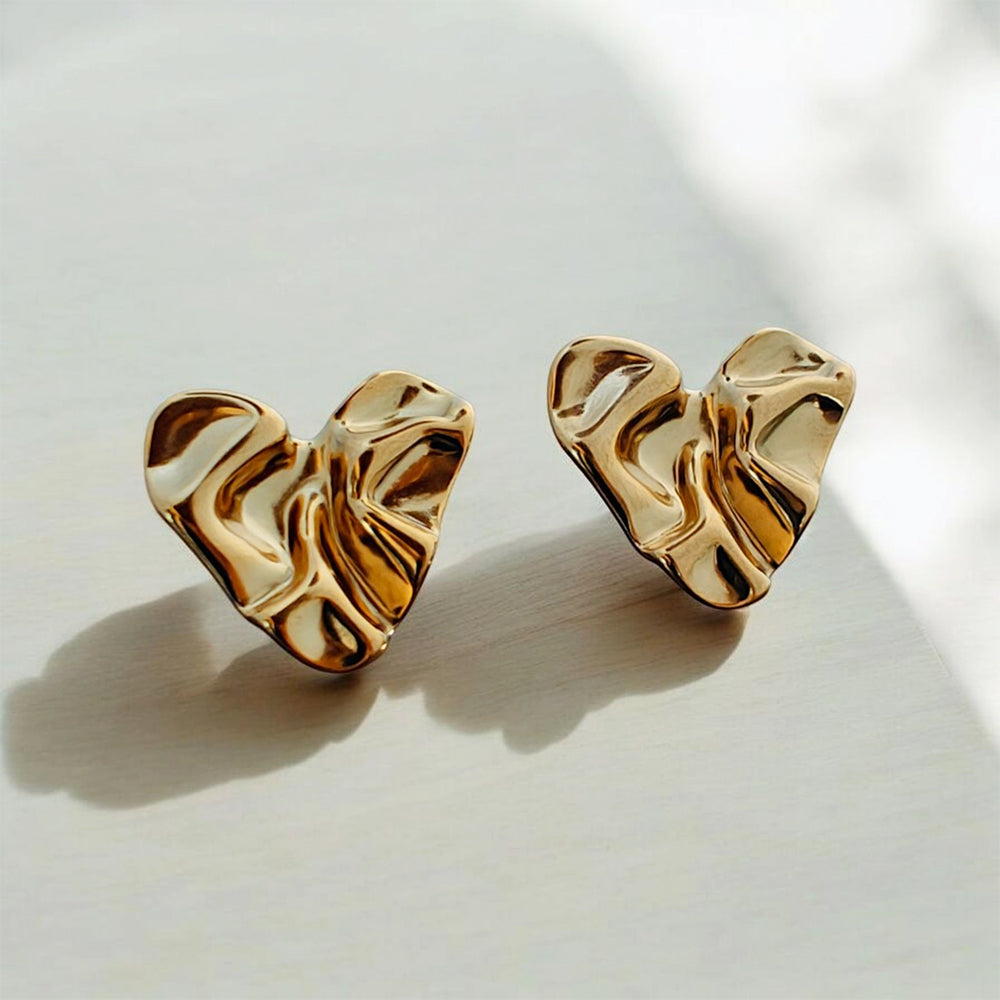 Dented Heart Shaped Earrings