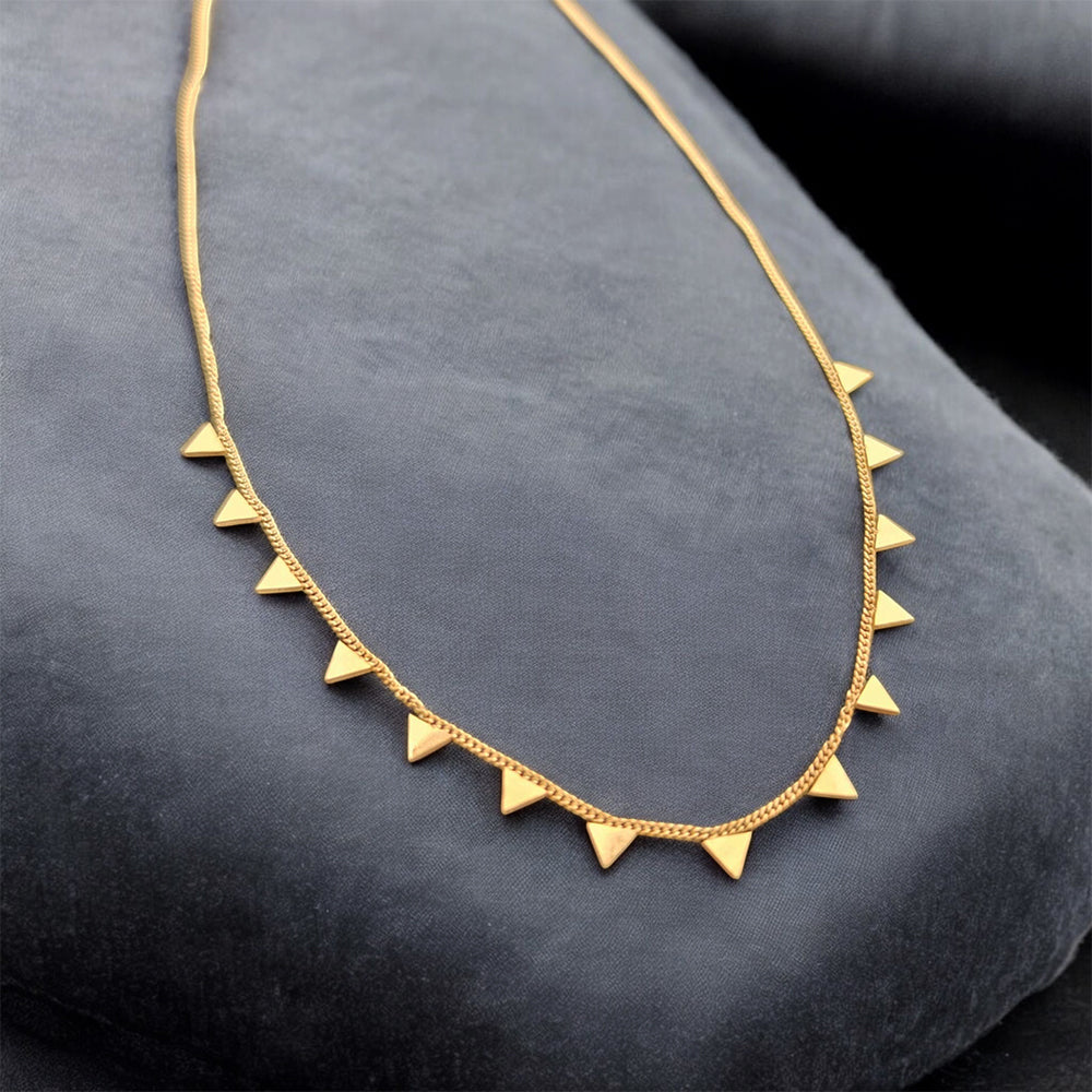 Statement Multi Triangle Gold Plated Charm Necklace