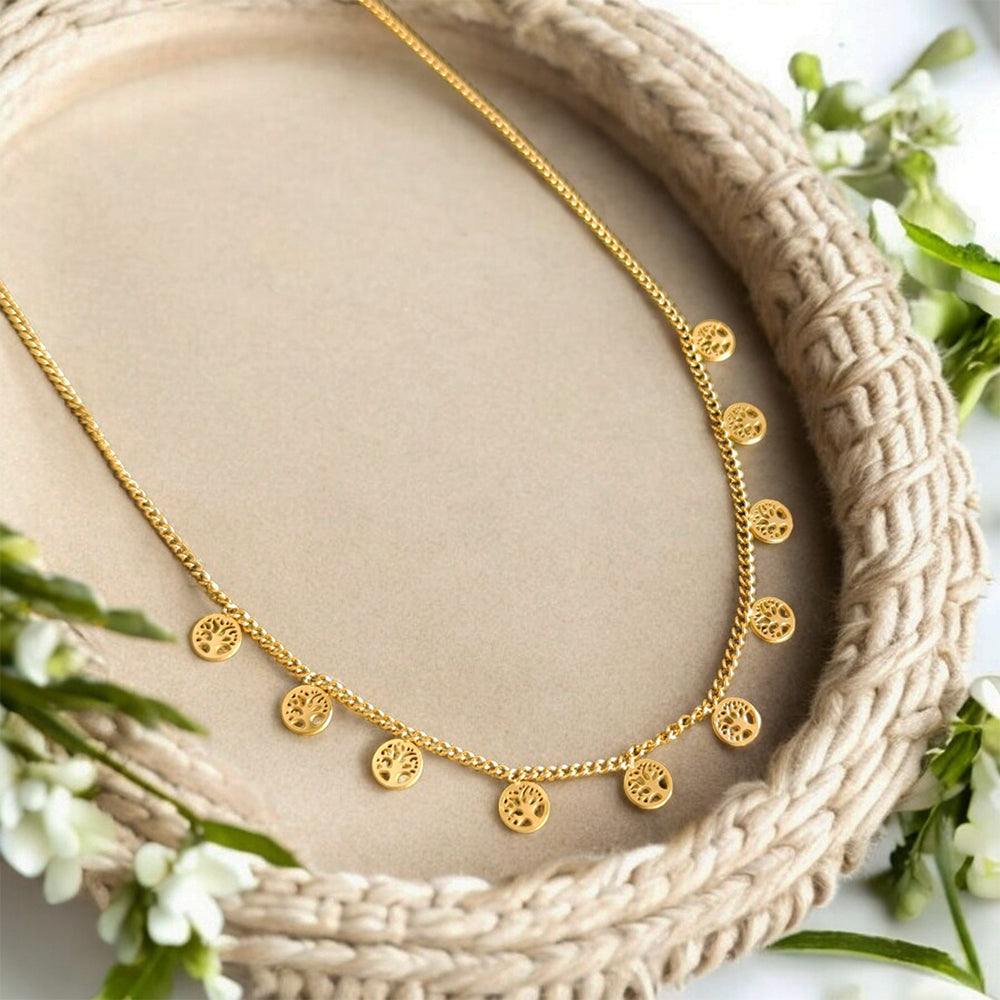 Gold Plated Tree of Life Charm Necklace