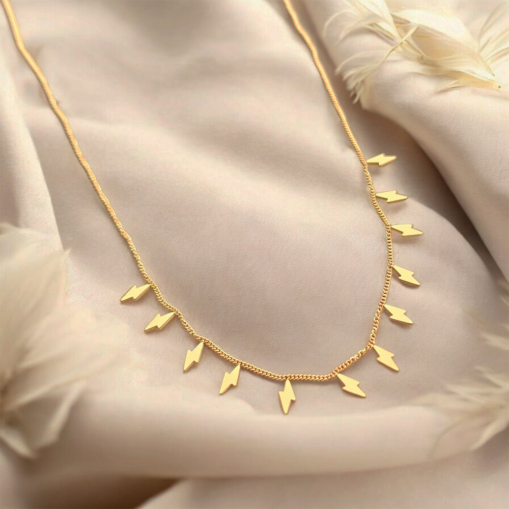 Cute Thunder Storm Gold Plated Charm Necklace
