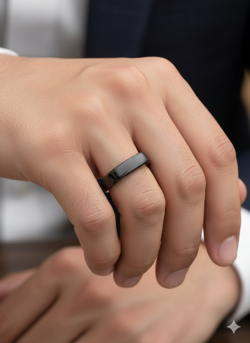 Men’s Glossy Black Band Ring