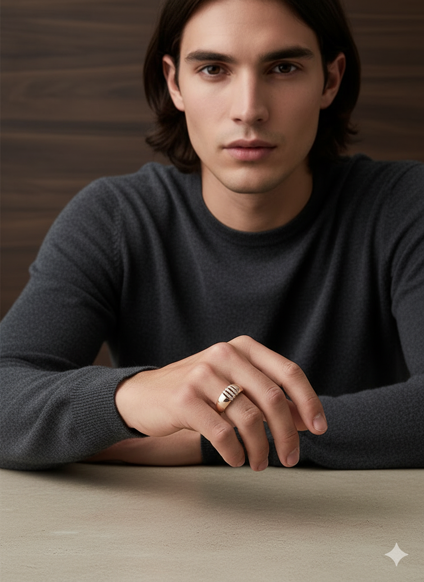 Men’s Gold Cubic Band Ring