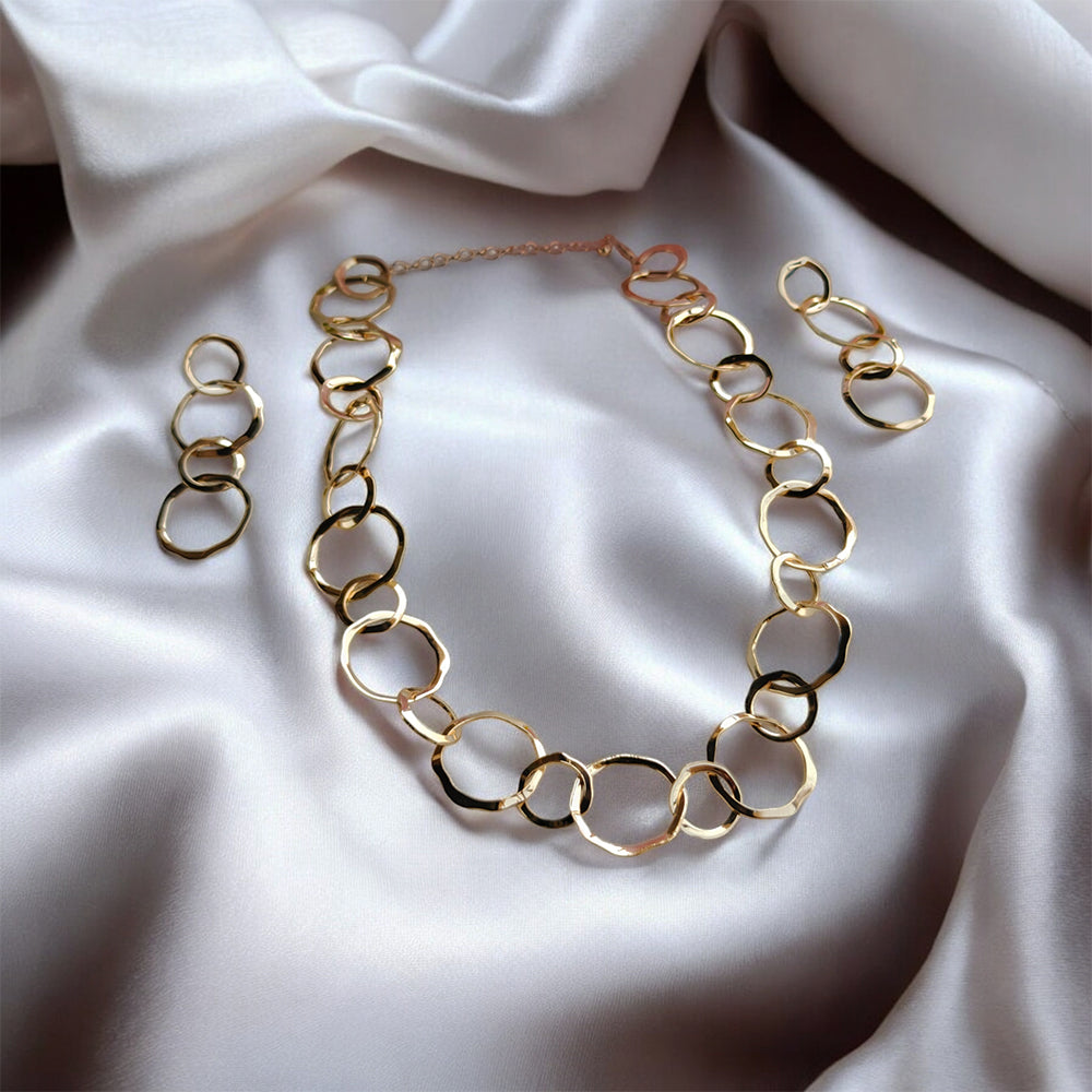Abstract Chain Necklace With Earrings Set