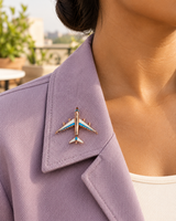 Skyline Jet Brooch in Gold Tone - Styled View