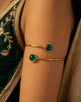 Emerald Glow Arm Cuff in Metal - Styled View