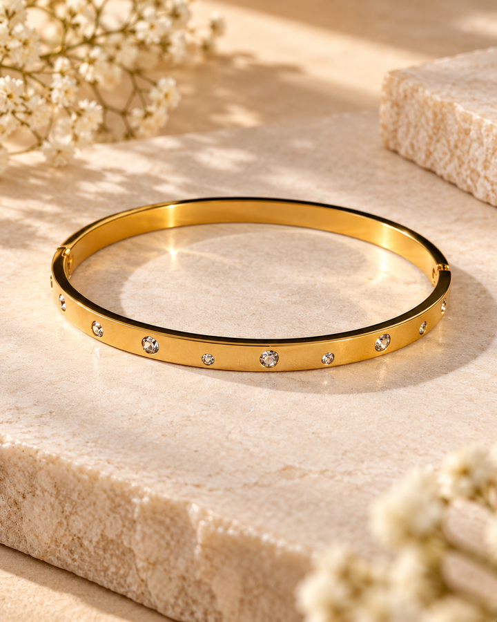Crystal Rivet Bracelet in Gold Tone