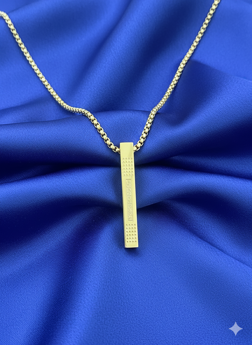 Gold Bar Pendant Necklace for Men