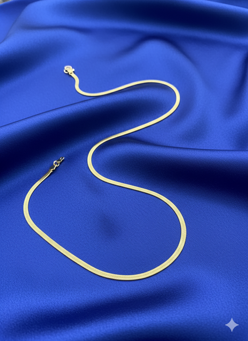 Men's Elegant Gold-Tone Flat Snake Chain Necklace