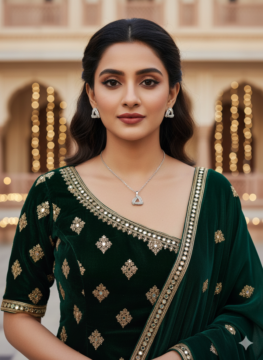 Elegant Triangle Sparkle Pendant & Earring Set