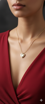 Layered Heart Pendant Necklace in Gold Finish in Gold Tone - Styled View
