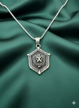 Lion Shield Pendant Necklace for Men in Stainless Steel - Product View