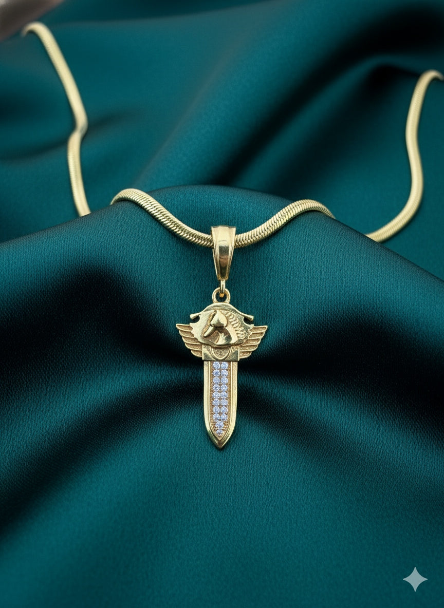 Men's Winged Horse Sword Pendant – Gold Plated