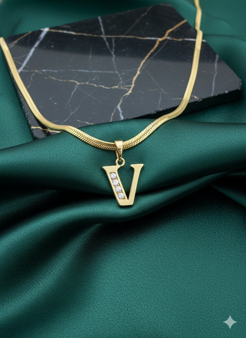 Men's Gold Initial Pendant Necklace - Letters