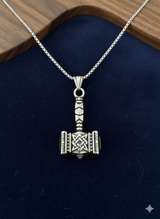 Thor's Hammer Men's Pendant Necklace | Norse Viking Jewelry in Silver Tone - Product View