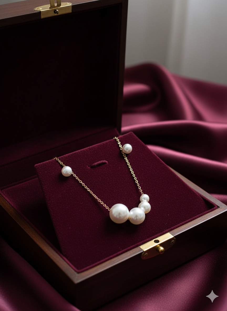 Elegant Gold Chain Necklace With Classic Pearl Pendant
