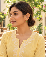 Green Daisy Hoops in Gold Tone - Styled View