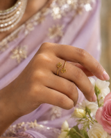 Rose Twirl Ring in Gold Tone - Styled View