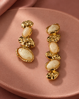 Ivory Boulder Earrings in Gold Tone - Product View