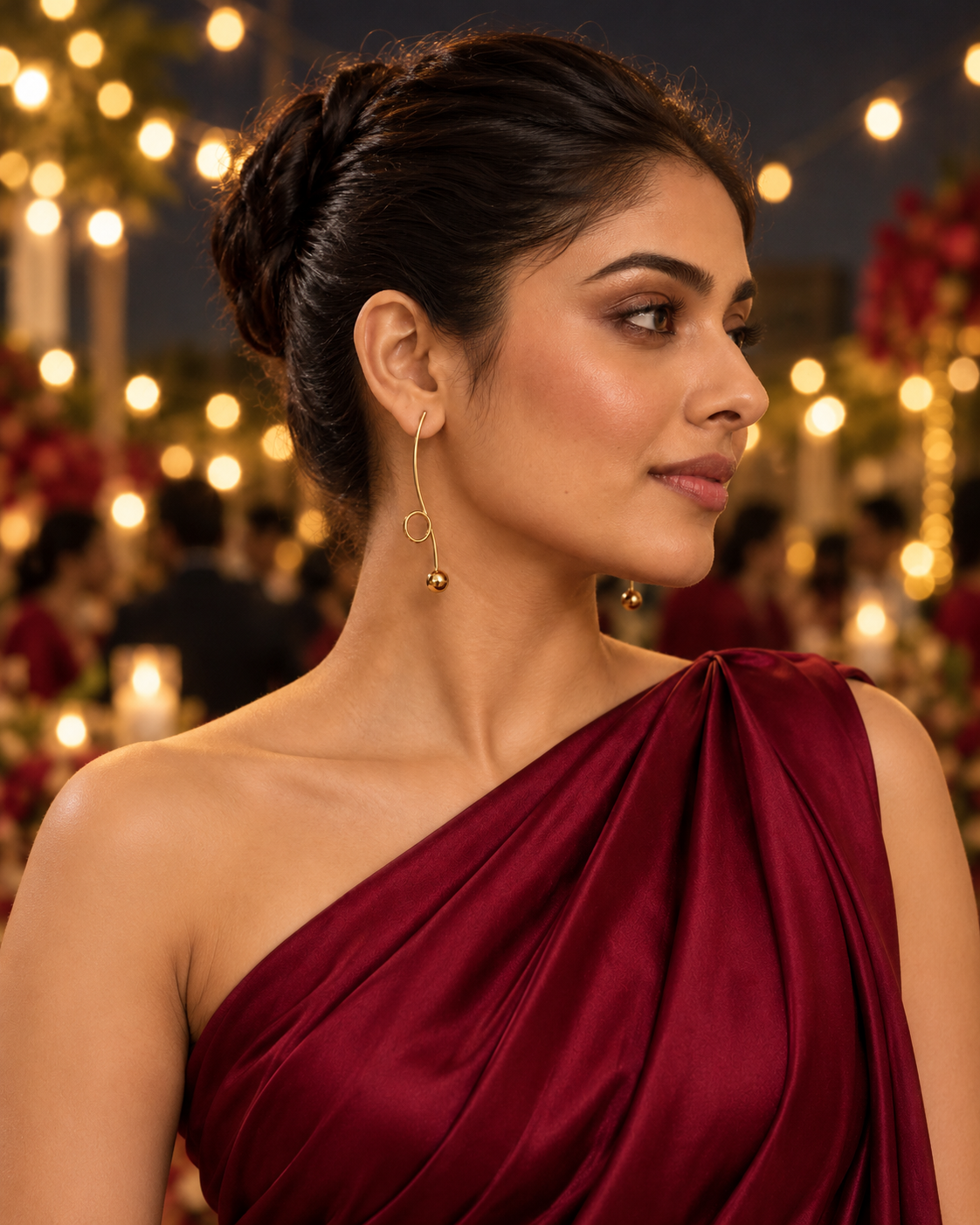 Golden Balance Earrings in Gold Tone - Styled View