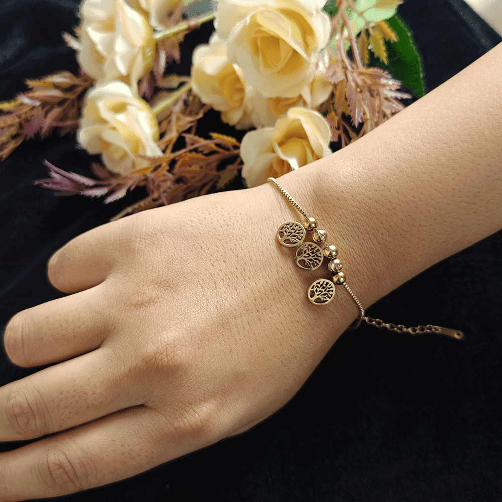 Rose Gold Tree Of Life Charm Chain Bracelet - Aura Bling