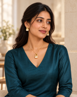 Soft Stone Necklace Set in Metal - Styled View