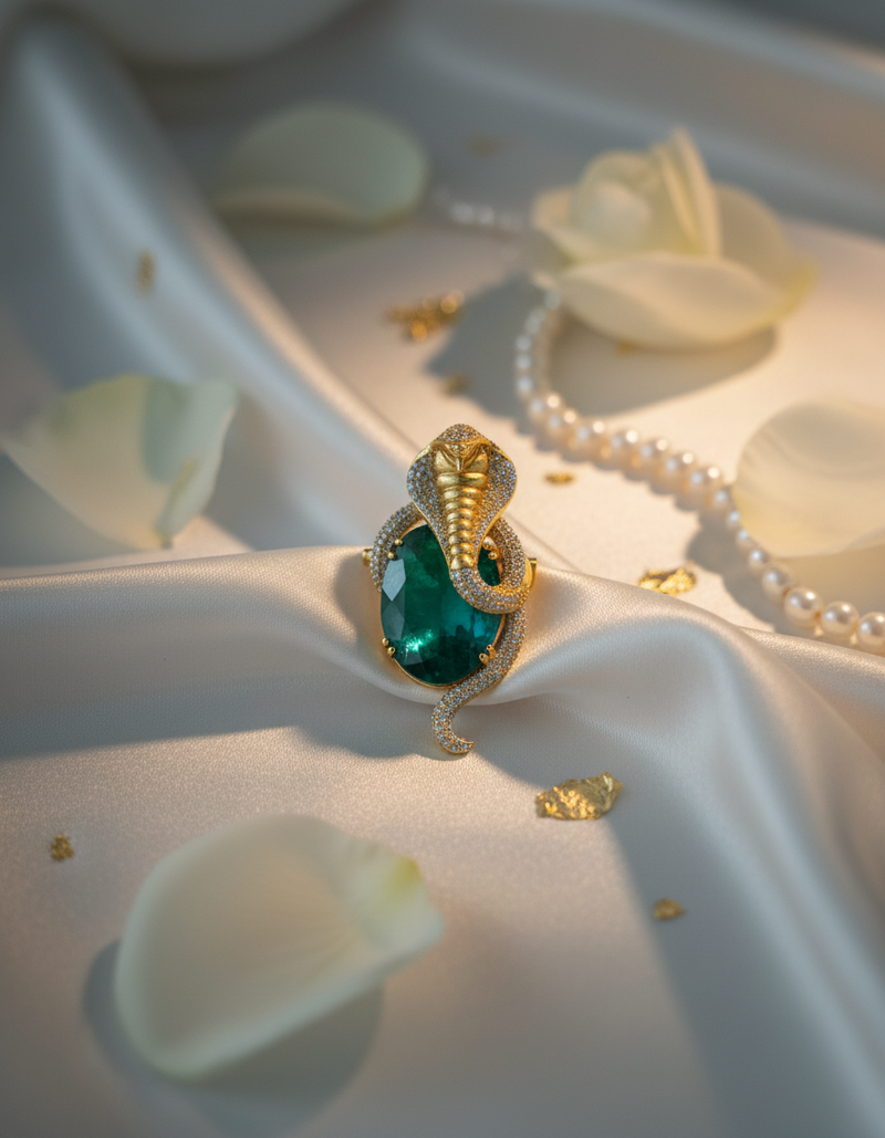 Royal Serpent Emerald Statement Brooch