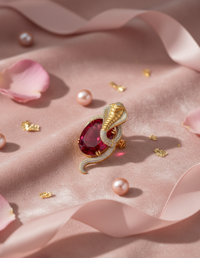 Royal Serpent Ruby Statement Brooch