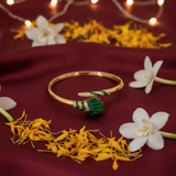 Green Flare Bracelet in Green and Gold Tone