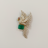 Sky Jewel Brooch in Green and Gold Tone - Product View