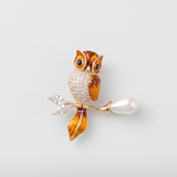 Owl Spark Brooch in Metal - Product View