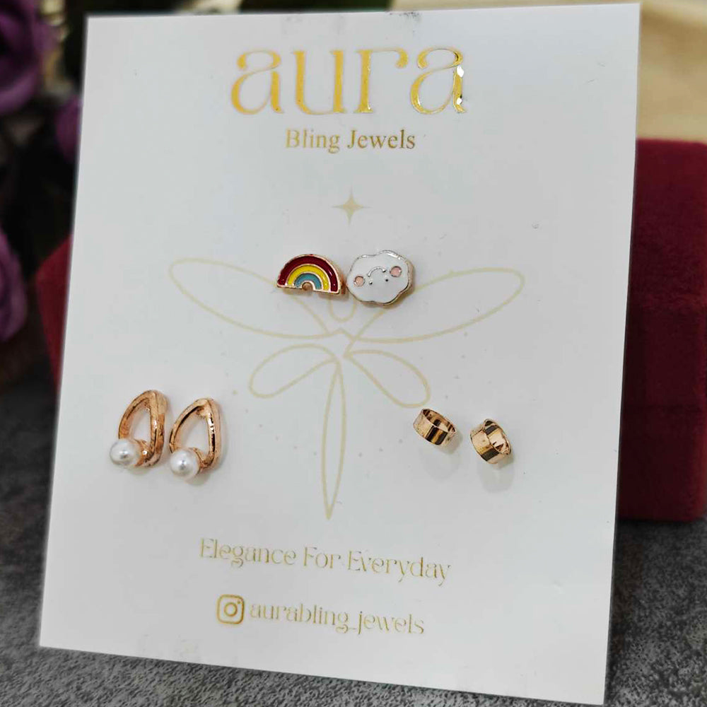 Rose Gold Earrings Everyday Wear Combo