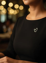 Open Heart Brooch with Triangle Stone Accent