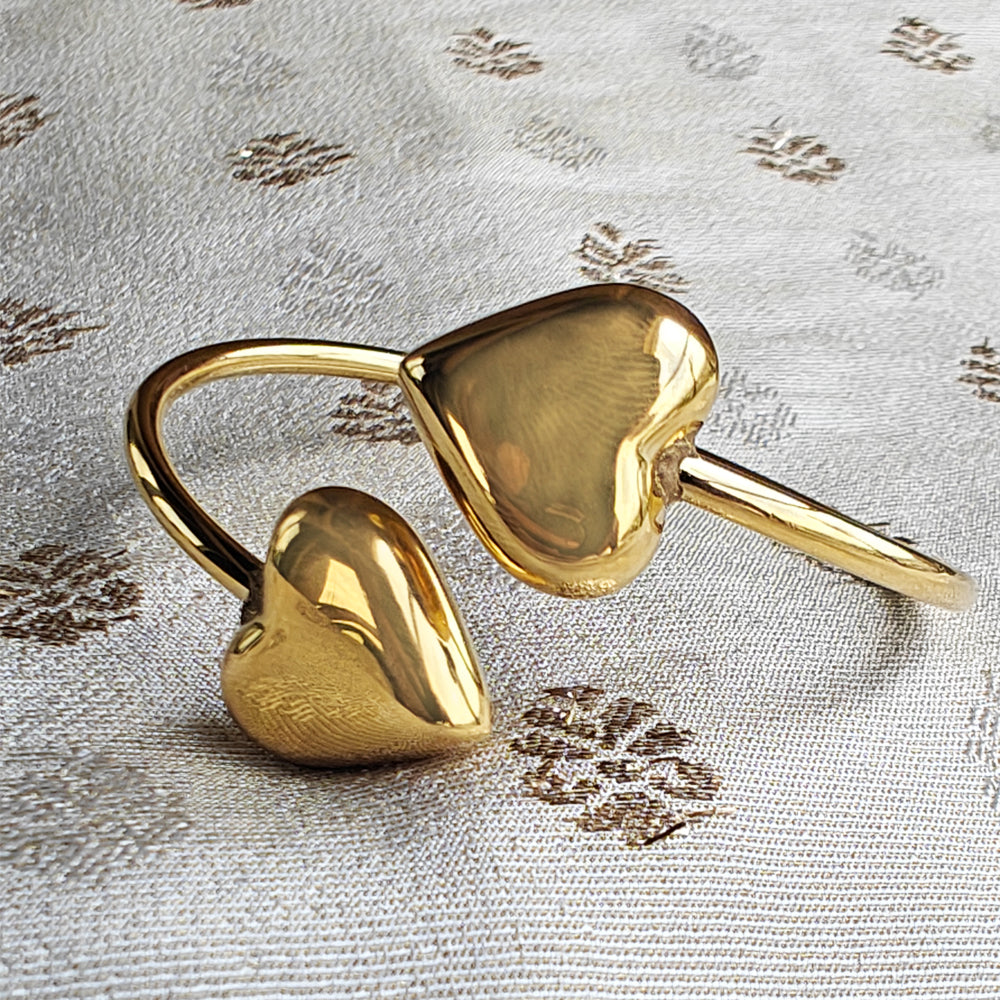 18K Gold Plated Hearty Cuff Bracelet