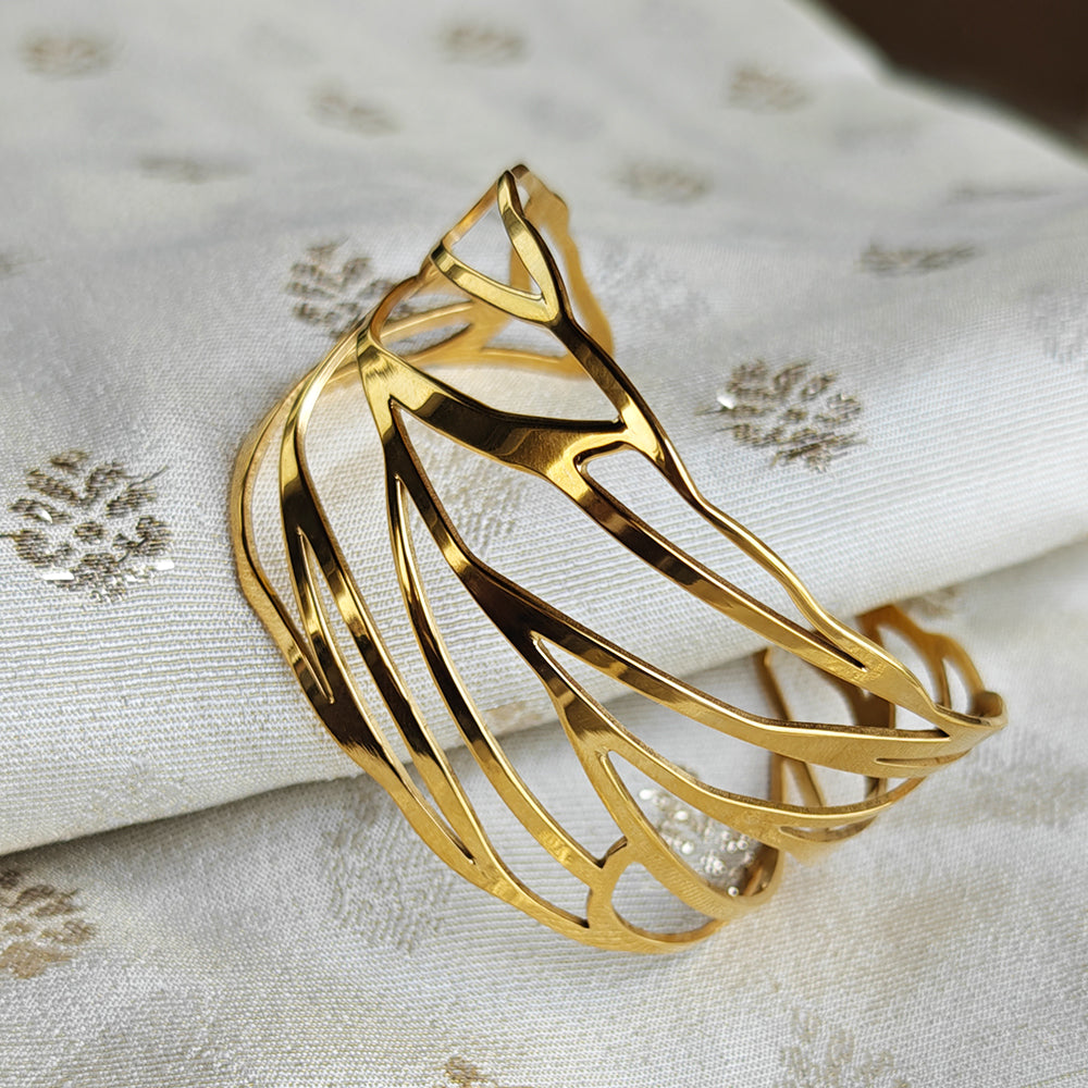 18K Gold Plated Trendy Feather Cuff Bracelet