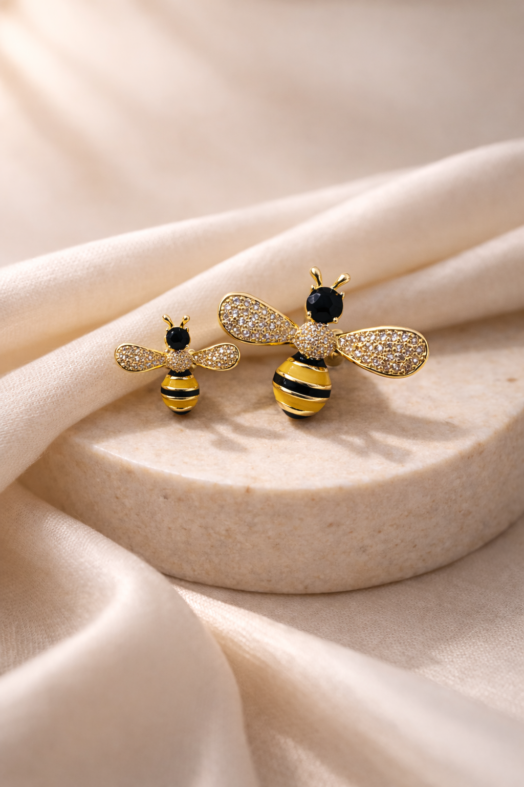 Golden Twin Bee Brooch
