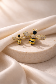 Golden Twin Bee Brooch