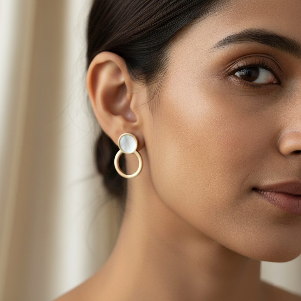 Rose Gold Plated Mother of Pearls Stud Earrings