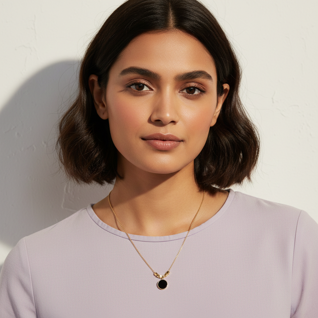 Contemporary Black Round Necklace